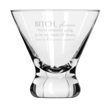 8 oz Stemless Martini Cocktail Glass Cosmopolitan Margarita You're Obviously Going To Be My Maid Of Honor Will You Be My Proposal