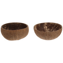 2 piezas de cuencos de cáscara de coco natural, decoración para el hogar, frutero, taza con pajita, recipientes para alimentos, pequeños cuencos