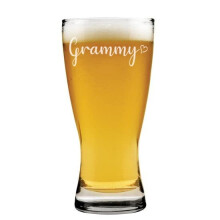 Copo de cerveja Pilsner de 443 ml (15 oz) com desenho de coração da vovó