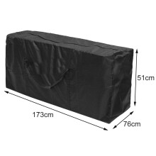 Extra große, wasserdichte Aufbewahrungstasche für Terrassenkissen, rechteckige Schutzhülle mit Griffen, 176 x 77 x 52 cm, Schwarz (1 Stück)