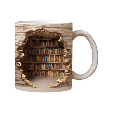 Caneca Uanit para Amantes de Livros, Caneca de Café, Caneca com Efeito de Estante de Livros 3D, Canecas com Livros, Presentes Legais de Aniversário