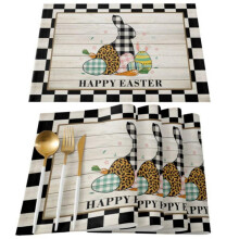 Easter Placemats Set of 4, Washable Woven Vinyl, Heat & Stain Resistant, Non-Slip PVC Table Mats
