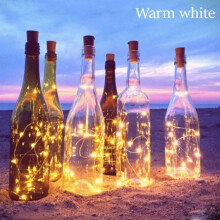 Op zonne-energie werkende wijnflesverlichting, 1/6-pack met 20 LED's voor binnen en buiten, geschikt voor bruiloften, Kerstmis, feestdagen, tuin en