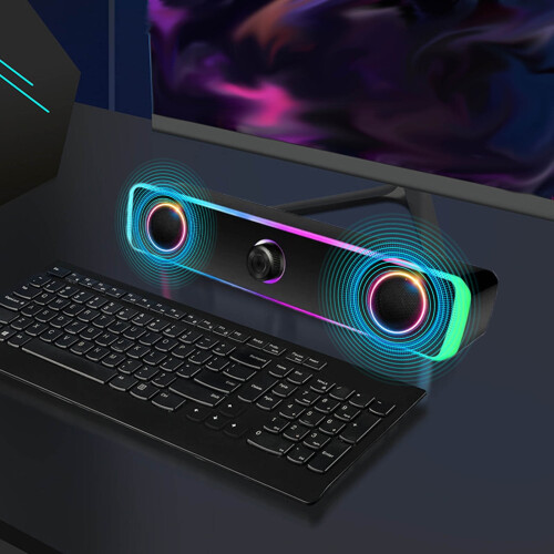 Ηχεία γραφείου YOBOLK RGB με τροφοδοσία USB και έλεγχο έντασης ήχου, συμβατά με 1