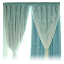 Cortina de estrellas azul de alta precisión y grosor reforzado, compatible con A, persiana de doble pantalla calada, 1 cortina doble.