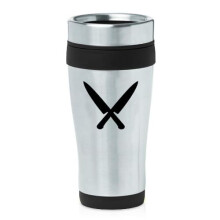 Tazza termica da viaggio in acciaio inossidabile da 473 ml (16 oz) con coltelli da chef (nera)