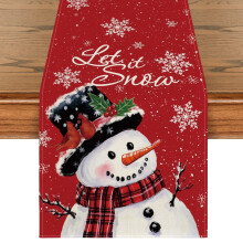 Smile Snowman Let It Snow Weihnachtstischläufer, rot, 13 x 72 Zoll