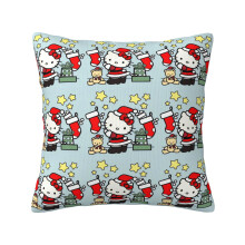 Funda de cojín de felpa de doble cara con estampado navideño de Hello Kitty, funda de cojín cuadrada suave para sofá, cama, dormitorio, sala de
