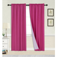 2PC HOT PINK BLACKOUT PANEL LINEN WHITE BACKING ROD POCKET PRIVACY WINDOW CURTAIN TREATMENT 37" WIDE X 63" LENGTH EACH PANEL