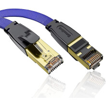 Câble Ethernet Cat8, 9 m (30 pi) de câble plat tressé en nylon haute vitesse pour réseau Internet (LAN), 40 Gbit/s / 2 000 MHz S/FTP