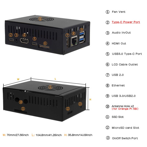 Ανθεκτική στη διάβρωση μεταλλική θήκη για Orange Pi5/5B Αξιοσημείωτη ικανότητα 1