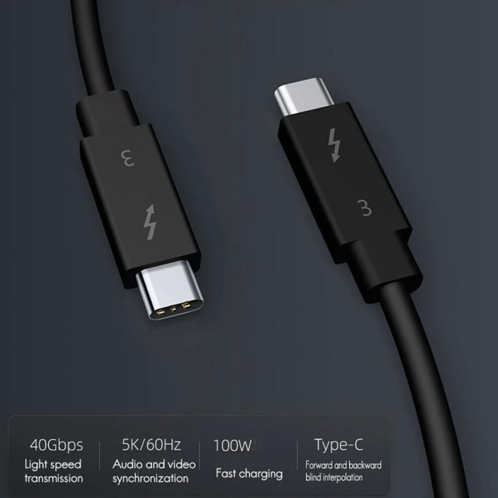 For Typec Cable For 3 Data Cable 40Gbps Full Speed 100W Fast Charge 5K Transmission 50Cm 9395123399737