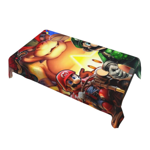 Mario Rectangular Tablecloth Water Resistance Antiwrinkle Spillproof Soft Fabric Table Cloth 60"X90" 2