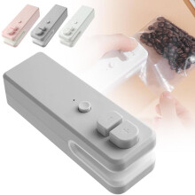Mini Bag Sealer2024Upgrade, 2-in-1-lämpösaumaaja leikkurilla, USB-ladattava, kannettava muovi- ja välipalapusseille (harmaa)