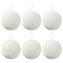 6 Pcs 3.15" White Shatterproof Christmas Tree Ball Ornaments Set, Simulation Snowball Baubles, Cute Xmas Theme Pendant Decor for Party, Wedding,