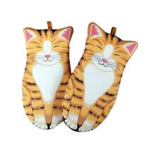 1 par de luvas resistentes ao calor - Luvas de forno com estampa de pata de gato, luvas de algodão isolantes para micro-ondas e cozinha.