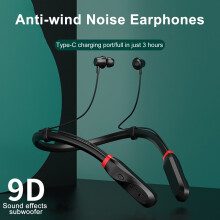 SUSUchens draadloze hoofdtelefoon met ultralange standby-tijd, ruisonderdrukking, HiFi-geluid, Bluetooth-compatibel, 5.1-oortjes, zwart.