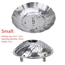 Vaporera de acero inoxidable de 21/26/28 cm, cesta vaporera para frutas y verduras, rejilla vaporera con cajón, vaporera plegable de cocina, tamaño