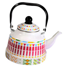 2.5L Enameled Teakettle with Handle, Steel Teapot Colorful Tea Kettle for Stovetop, Hot Water, No Whistling White