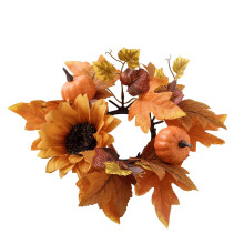 Fáinní Coinneal an Fhómhair do Cholúin, Duilleoga Mailpe & Caora, Fleasc Mini Pumpkin, Sealbhóir Solas Tae Lá an Bhuíochais, Ag luí le Solais