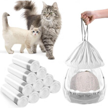 Bolsas para arenero de gato de 70 unidades con cordón, 79 x 46 cm, gruesas, para arenero. Suministros para arenero de gato.