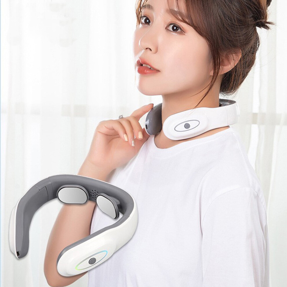 White Txmfgh Intelligent Neck Massager With Heat - 6 Modes, 9 Intensity Levels, Portable Design For Home And Office Use