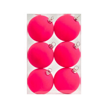 Set di 6 palline decorative per albero di Natale in velluto floccato, da 6 cm, in plastica infrangibile.