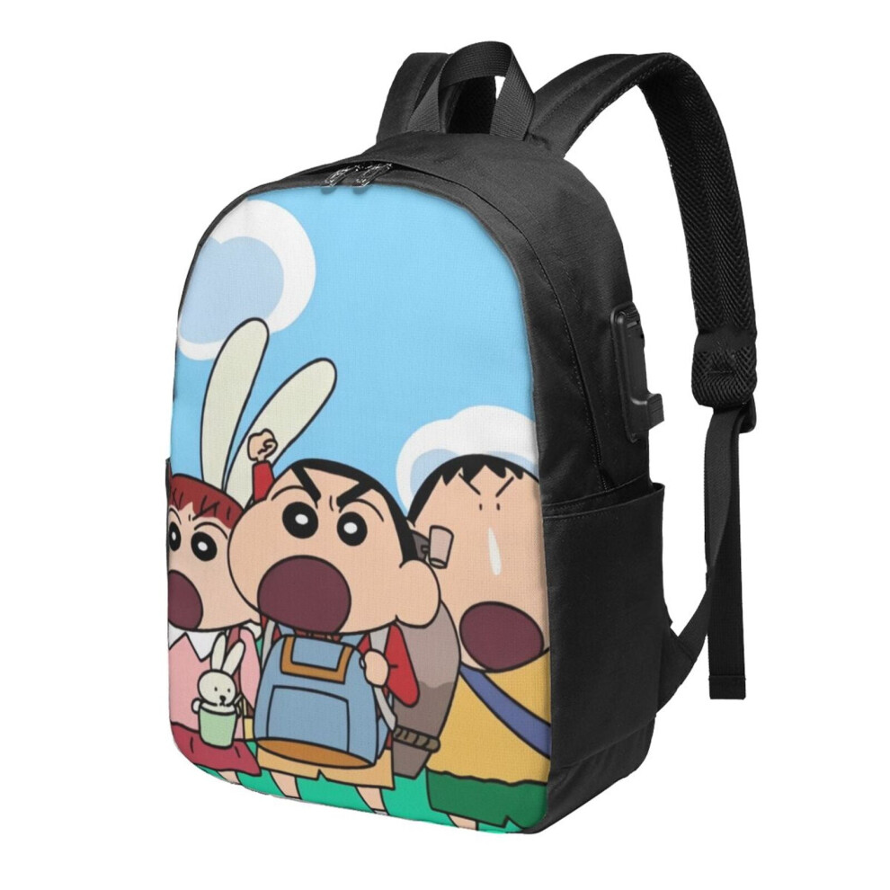 Crayon Shin-Chan F Laptop Backpack, 17Inch, Anti Theft With Usb Charging Hole, Large Capacity College Bookbag, Compatible With Usb Light/Black 9395123597553