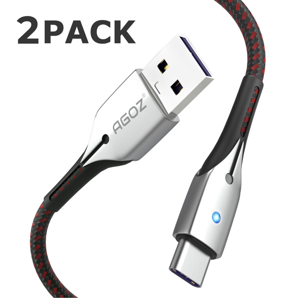 Agoz 2Pack Usb C Cable Fast Charger With Led For Compatible With Samsung Galaxy Tab S8, S7, S7 Fe, A9+ 5G, A8, A7, A7 Lite, S6 (10Ft) Light 9395123597942