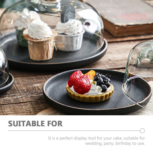 Ceramic Cake Plate with Dome Round Cake Stand Serving Platter 2