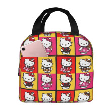 Sac à lunch isotherme portable Hello Kitty en aluminium, imperméable et épais, idéal pour le bureau, les pique-niques et les voyages à la plage.
