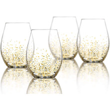 Ensemble de 4 verres à vin sans pied, 47 cl (16 oz) avec motif à pois dorés - Collection Goldosa par Trinkware