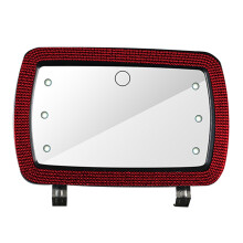 Miroir de courtoisie rechargeable pour pare-soleil de voiture avec 3 modes d'éclairage, à intensité variable et fixation par clip compatible avec