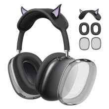 Coque de protection transparente en silicone et TPU Jixopn3-en-1Elf Ear pour AirPods Max d'Apple - Anti-rayures, antichoc et douce au toucher