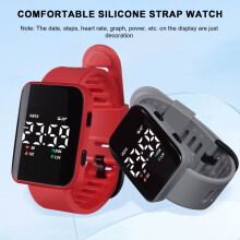 SUSUchens Casual Digital Sport Watches LED Digital Display Large Square Dial Ergonomic Design Silicone Wristband Watch