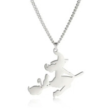 RSAMD Stainless Steel Witcher Broom Cat Necklace Women Girl Cartoon Fashion Jewelry-Steel