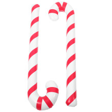 2pcs Christmas Inflatable Crutches Creative Cane Balloon Christmas Decor for Xmas Birthday Party Supplies (Red+White)