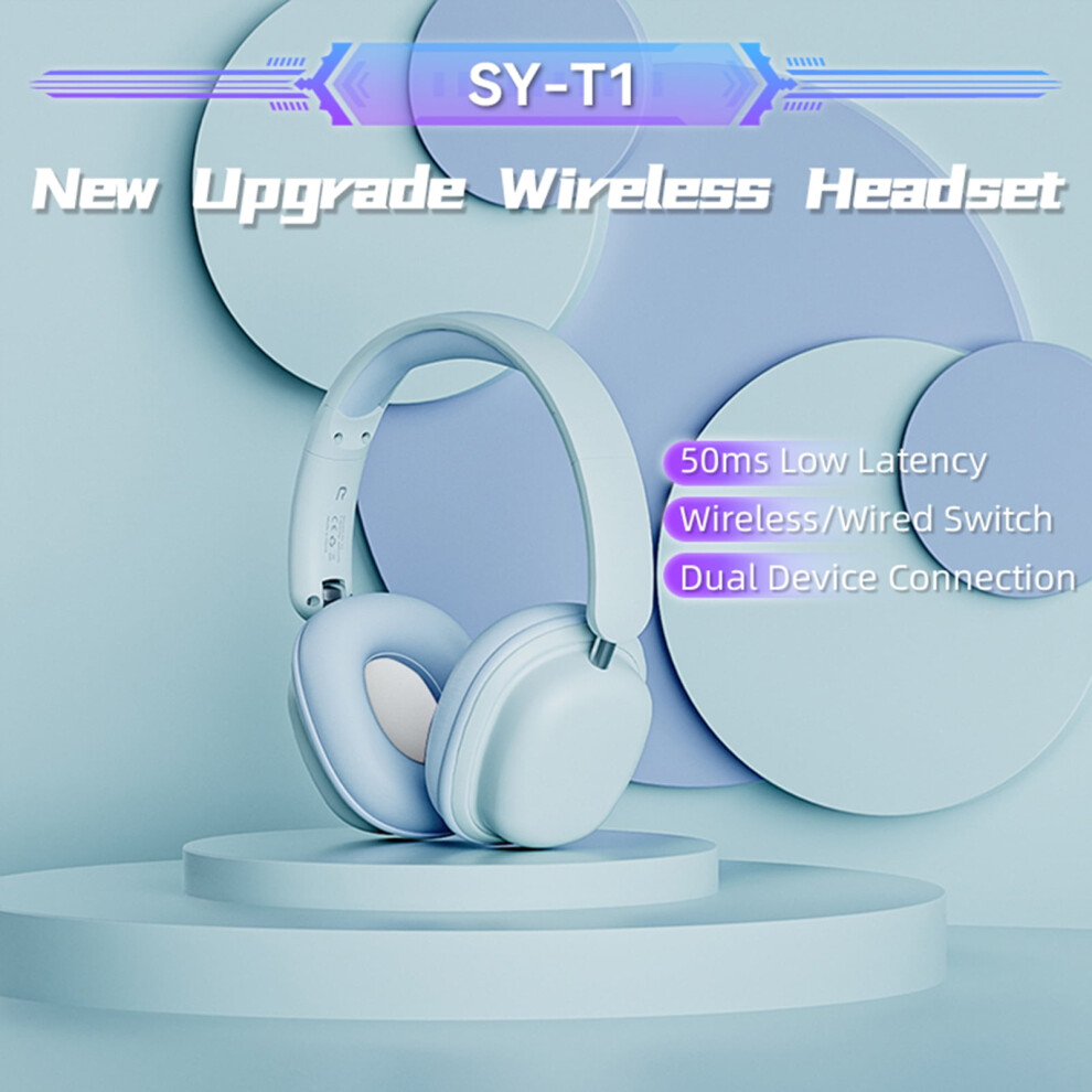 Susuchens Wireless Gaming Headset With Foldable Mic Hifi Sound Noise Reduction Extended Battery Life Tooth-Compatible 5.3 Headphones Blue 9110895151136