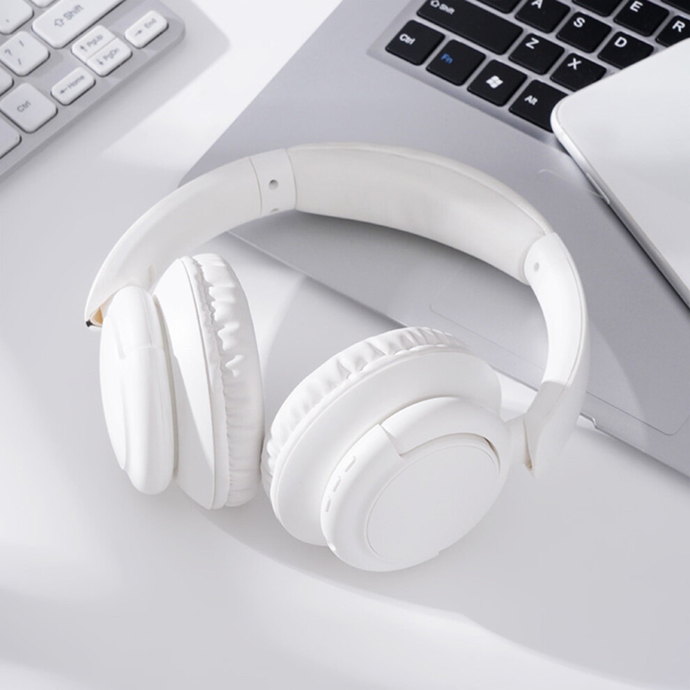 Avtoify Wireless Headworn Bluetooth Earphones, High-Res Audio, Deep Bass, Foldable Design, Compatible With Tablet Smartphones, White 9110895151105