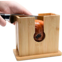Wekvgz Bamboo Bagel Slicer Holder - Reusable, Multifunctional Cutting Guide for Bagels, Toast, Bread - Compatible with Standard Bagels