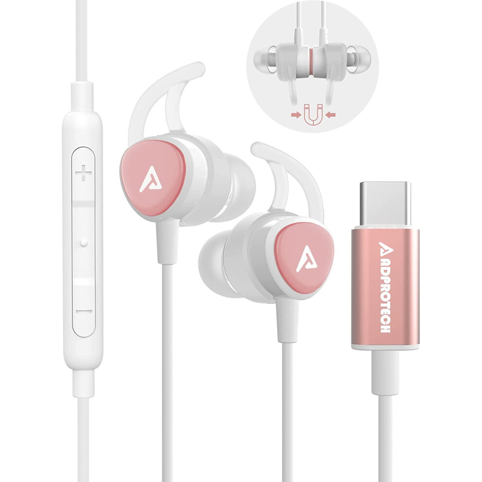 Usb C Headphones, Type C Earbuds Magnetic Wired Earphones With Microphone And Volume Control Compatible With Google 9071309645927