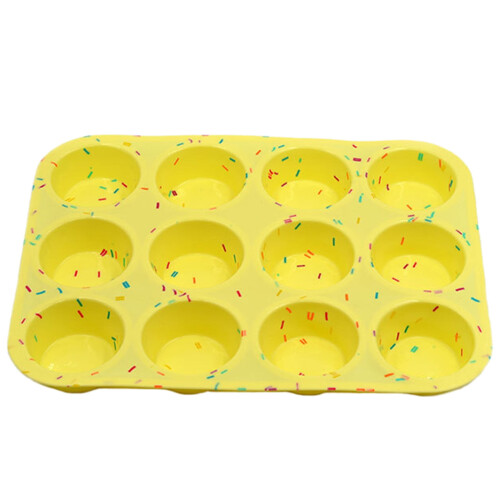 12 Hole Yellow Silicone Round Family Practical Cake Multi Functional Baking Tool Home Essentials