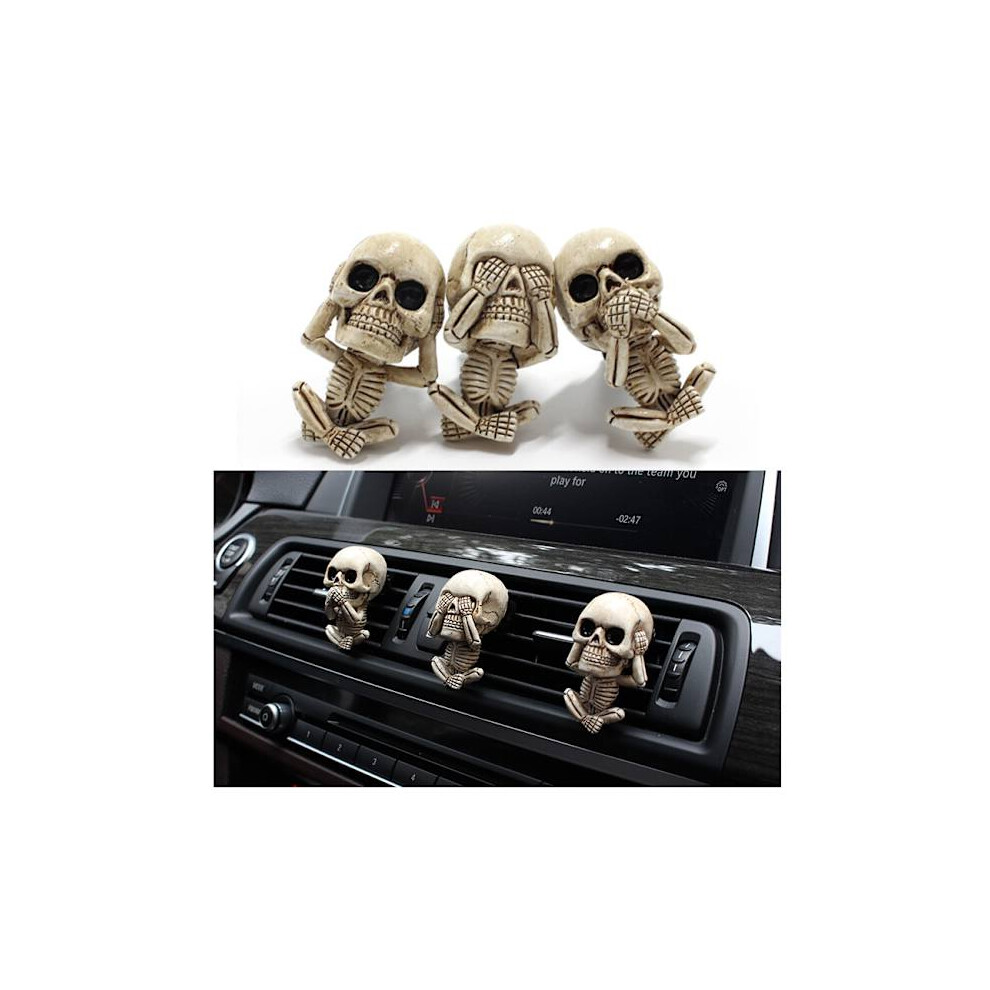 (3-Pack) Gift Box Skull Car Air Freshener Vent Clips Diffusers, Compatible With Skeleton Decor Car Aromatherapy Diffuser, Goth Accessories 9071309649963