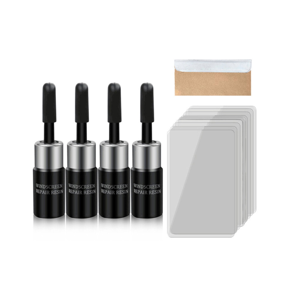 Glass Repair Kit For Windshield Cracks - Compatible With Automotive Glass, Includes 4X Nano Repair Fluid, Scraper & 5X Cured Films 9071309649888