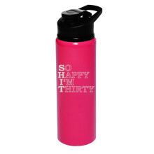 Gourde de 750 ml, mug de voyage sportif, cadeau « Tellement heureuse d'avoir trente ans », 30e anniversaire, humoristique (rose vif)