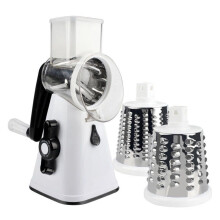 Hariumiu Machine à découper les légumes, trancheuse de cuisine avec 3 lames interchangeables en acier inoxydable, râpe à fromage rotative avec