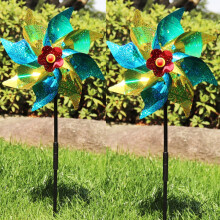 Moulins à vent réfléchissants en forme de fleurs CDJLY, décoration pour patio et jardin, fête sur la pelouse