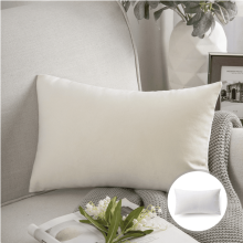 Coussin décoratif de Noël Phantoscope avec garniture, Collection Velours Soyeux, 30 x 50 cm, Blanc cassé, 1 pièce