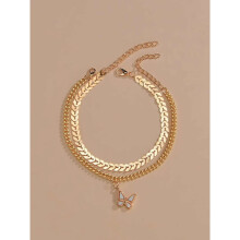 pcs. Anklets in AISI 304 steel with Hanging Butterfly