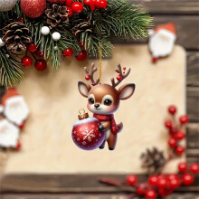 Pendentif décoratif XUNRYAN Renne de Noël 2D en acrylique 7,6 cm (3 pouces) - Décoration mignonne pour clés de voiture, sac à dos, cadeau